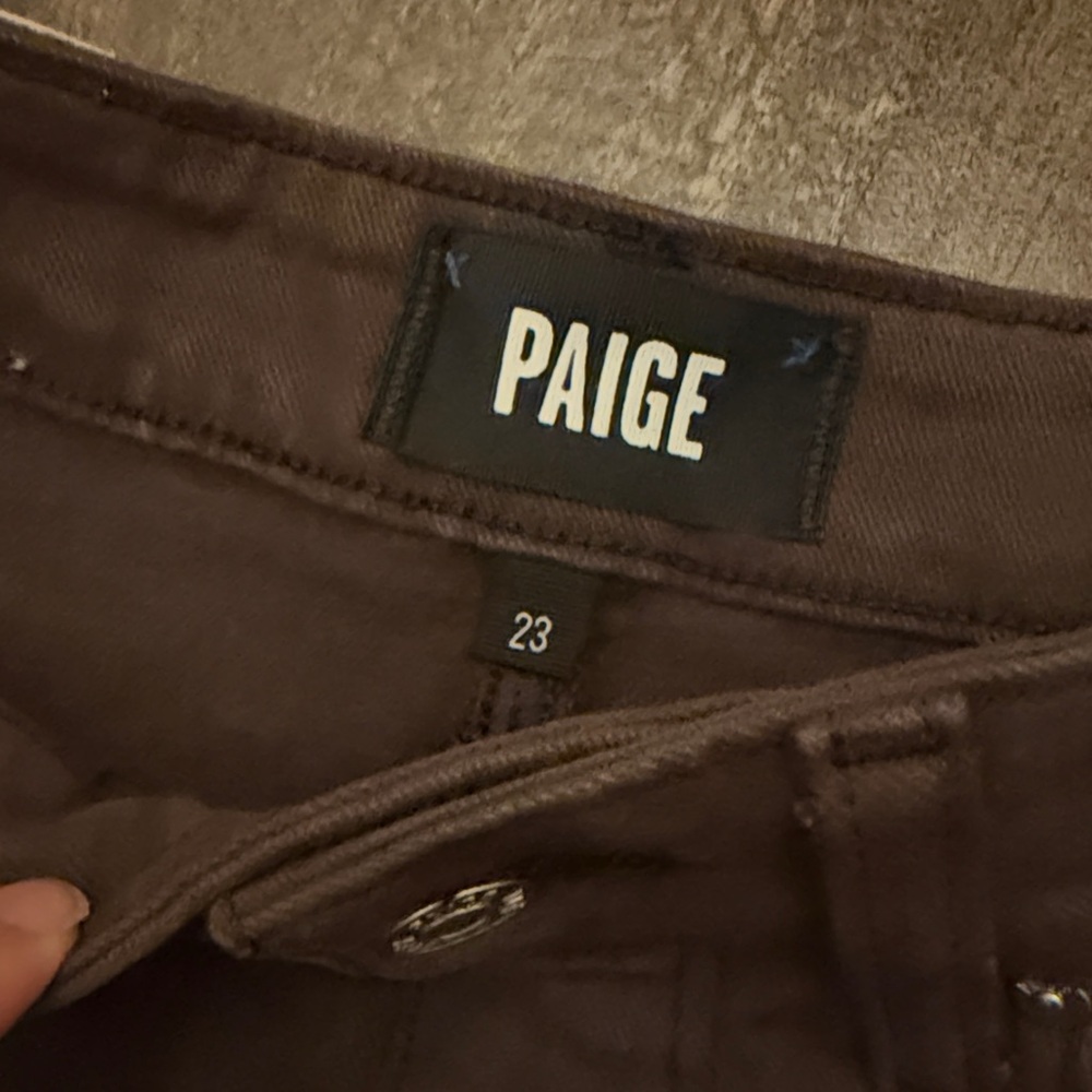 PAIGE Dark Brown Denim Skirt Size 23 - Picture 4 of 9